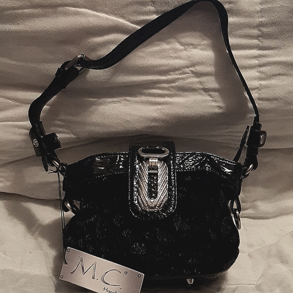 M.C. Handbag - New, Black w/ Faux Fur